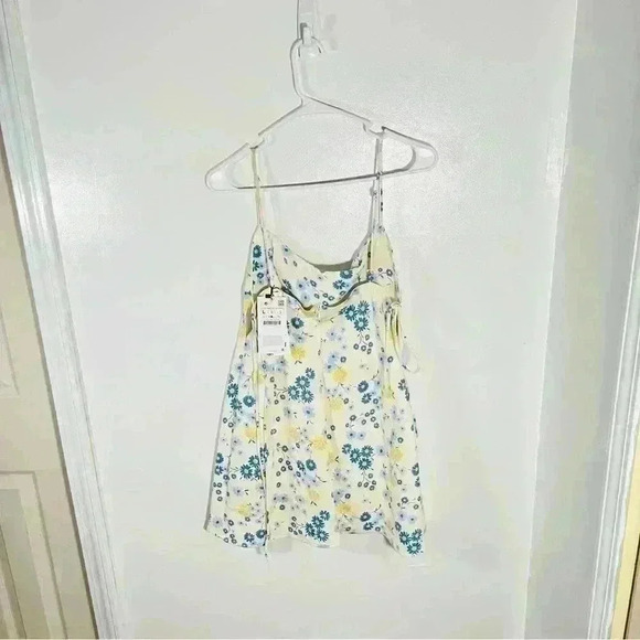 NWT Zara Linen Blend Floral Mini Dress Spaghetti Strap Beach Summer Pool Party - Picture 8 of 8